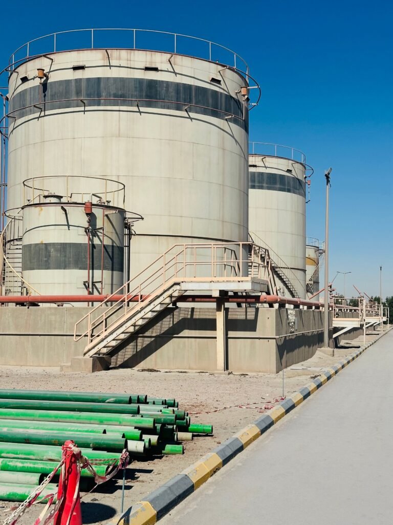 oil-1 Storage tanks in Saudi Arabia with clear blue sky, showcasing industrial infrastructure confidently.